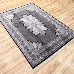 Makine İpek Siyah-Gri Halı 1166D