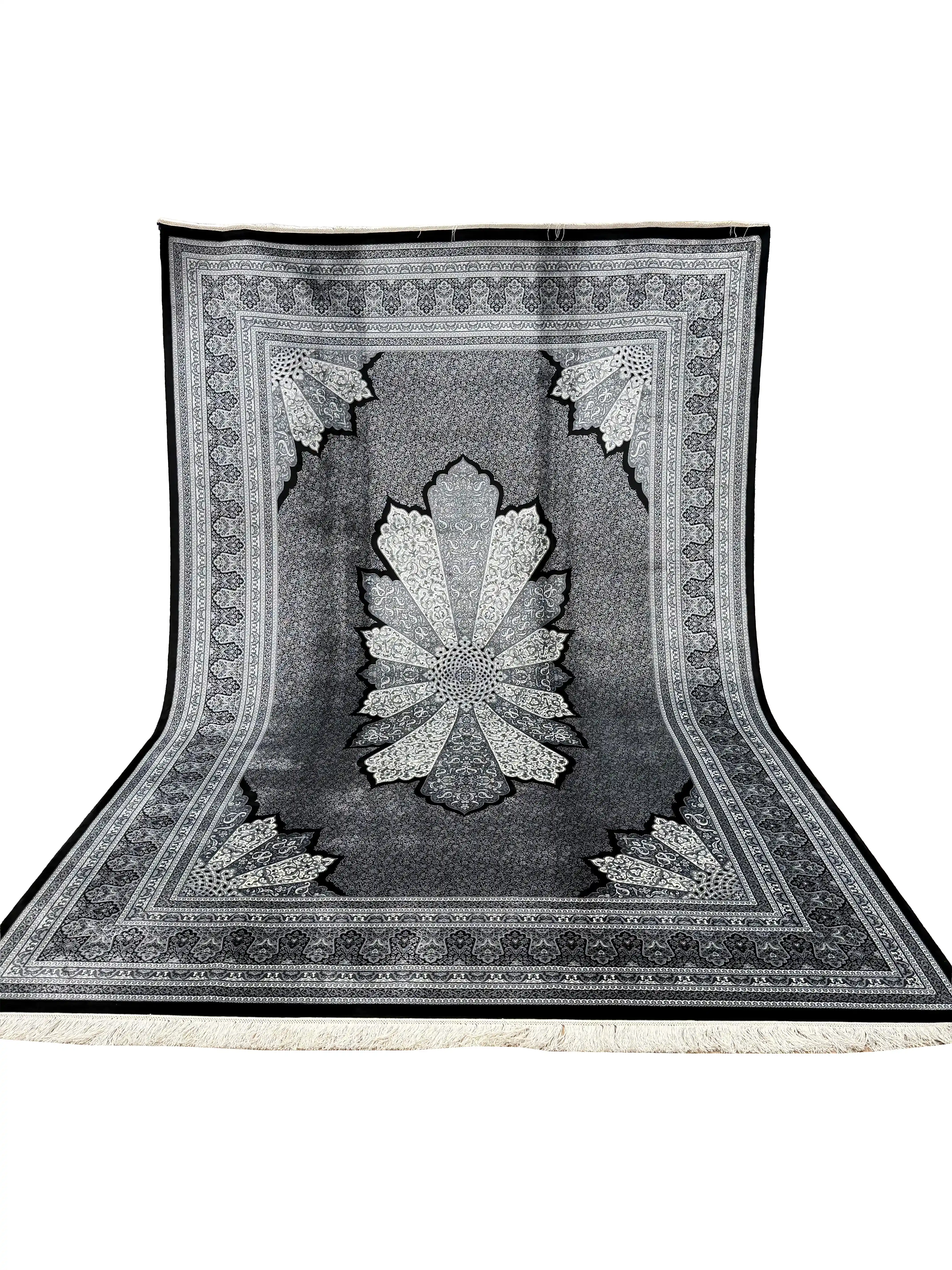 Makine İpek Siyah-Gri Halı 1166D